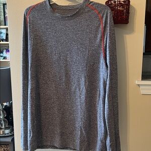 lululemon athletica Gray and Oranges Long Sleeve Men's Shirt size L